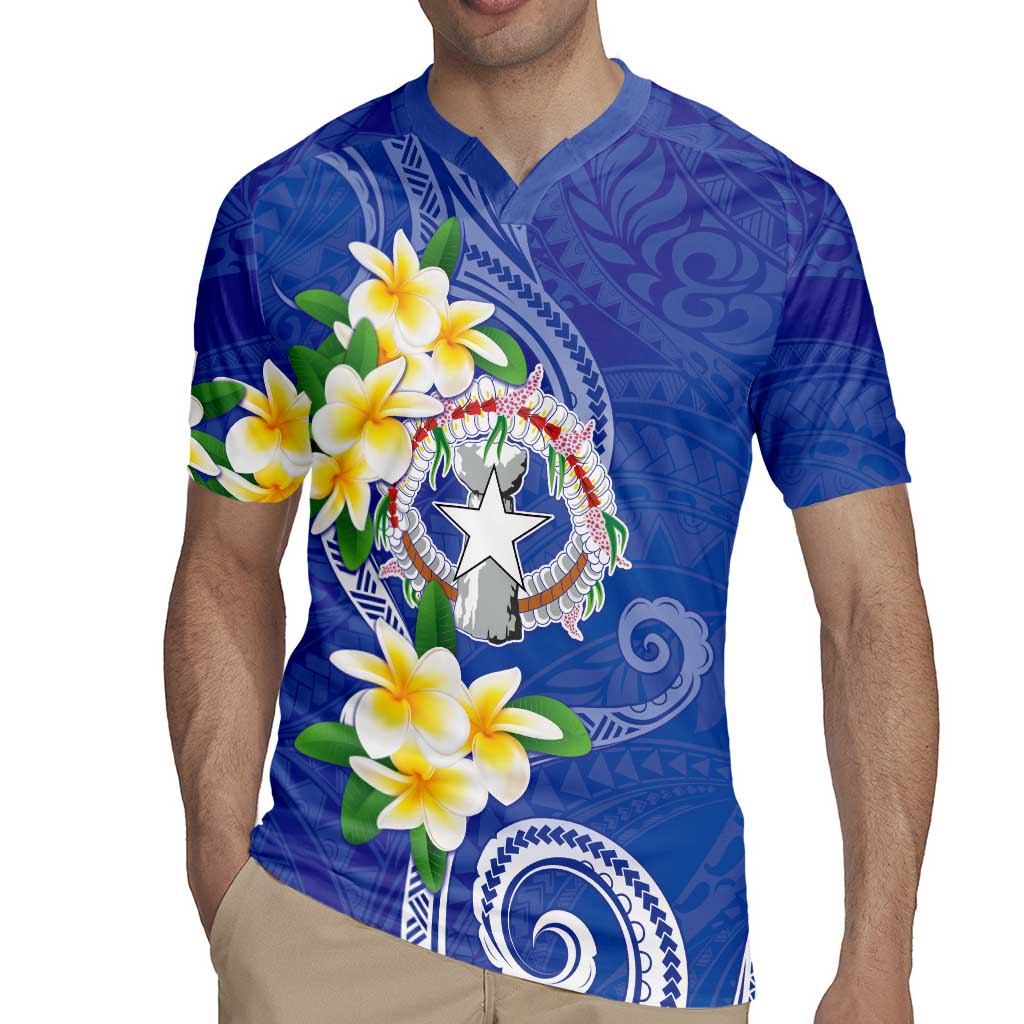 Northern Mariana Islands Chamorro Rugby Jersey Plumeria Curves Style Navy Version LT05 - Polynesian Pride