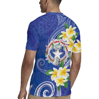 Northern Mariana Islands Chamorro Rugby Jersey Plumeria Curves Style Navy Version LT05 - Polynesian Pride