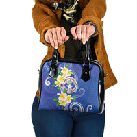Northern Mariana Islands Chamorro Shoulder Handbag Plumeria Curves Style Navy Version LT05 One Size Navy - Polynesian Pride