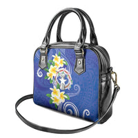 Northern Mariana Islands Chamorro Shoulder Handbag Plumeria Curves Style Navy Version LT05 - Polynesian Pride