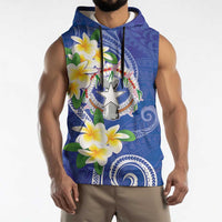 Northern Mariana Islands Chamorro Sleeveless Hoodie Plumeria Curves Style Navy Version LT05 - Polynesian Pride