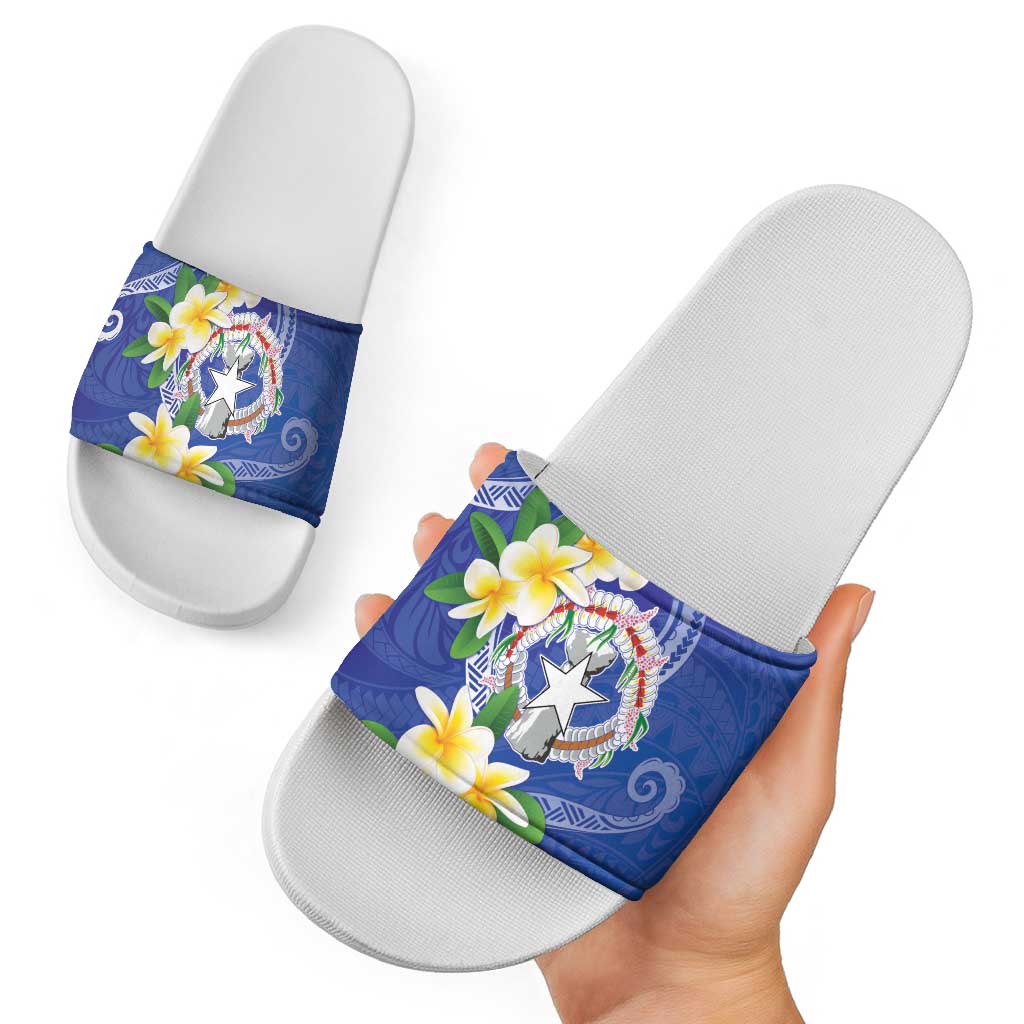 Northern Mariana Islands Chamorro Slide Sandals Plumeria Curves Style Navy Version LT05 - Polynesian Pride