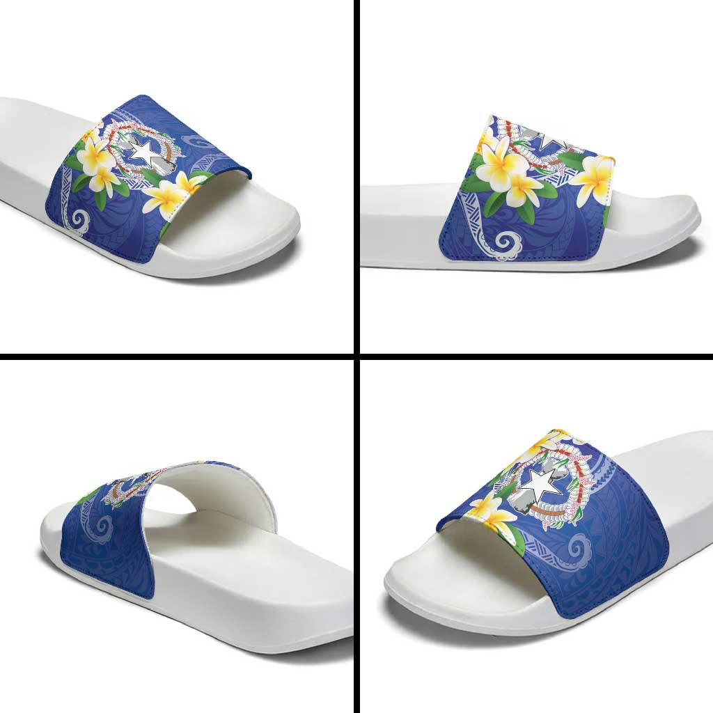 Northern Mariana Islands Chamorro Slide Sandals Plumeria Curves Style Navy Version LT05 - Polynesian Pride