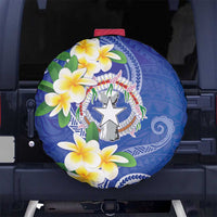 Northern Mariana Islands Chamorro Spare Tire Cover Plumeria Curves Style Navy Version LT05 No hole Navy - Polynesian Pride