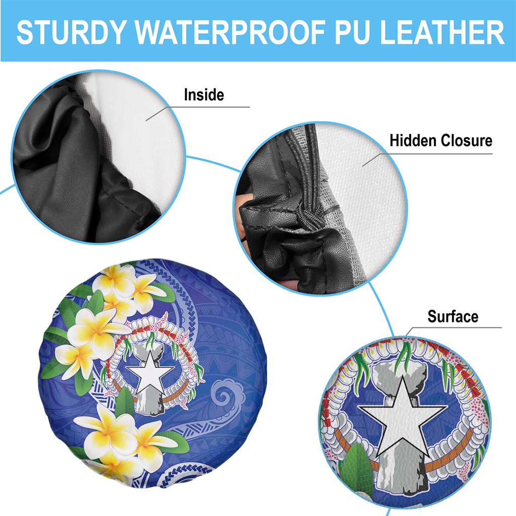 Northern Mariana Islands Chamorro Spare Tire Cover Plumeria Curves Style Navy Version LT05 - Polynesian Pride
