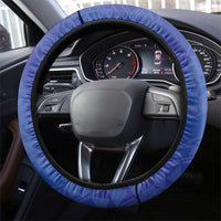 Northern Mariana Islands Chamorro Steering Wheel Cover Plumeria Curves Style Navy Version