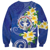 Northern Mariana Islands Chamorro Sweatshirt Plumeria Curves Style Navy Version LT05 - Polynesian Pride