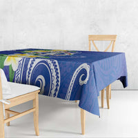 Northern Mariana Islands Chamorro Tablecloth Plumeria Curves Style Navy Version LT05 - Polynesian Pride