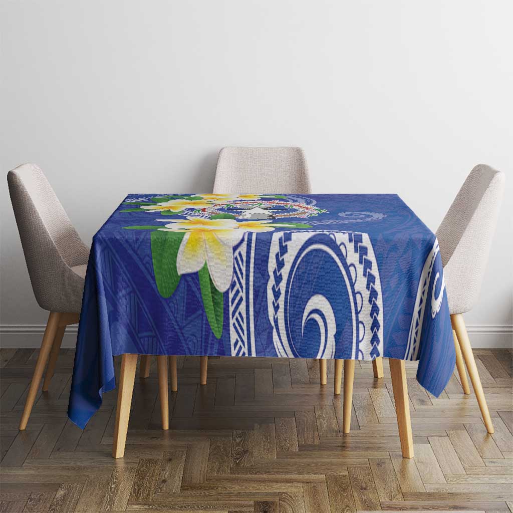 Northern Mariana Islands Chamorro Tablecloth Plumeria Curves Style Navy Version LT05 - Polynesian Pride