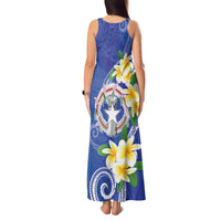 Northern Mariana Islands Chamorro Tank Maxi Dress Plumeria Curves Style Navy Version LT05 - Polynesian Pride