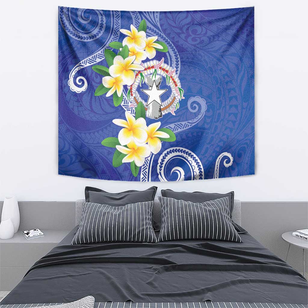 Northern Mariana Islands Chamorro Tapestry Plumeria Curves Style Navy Version LT05 - Polynesian Pride