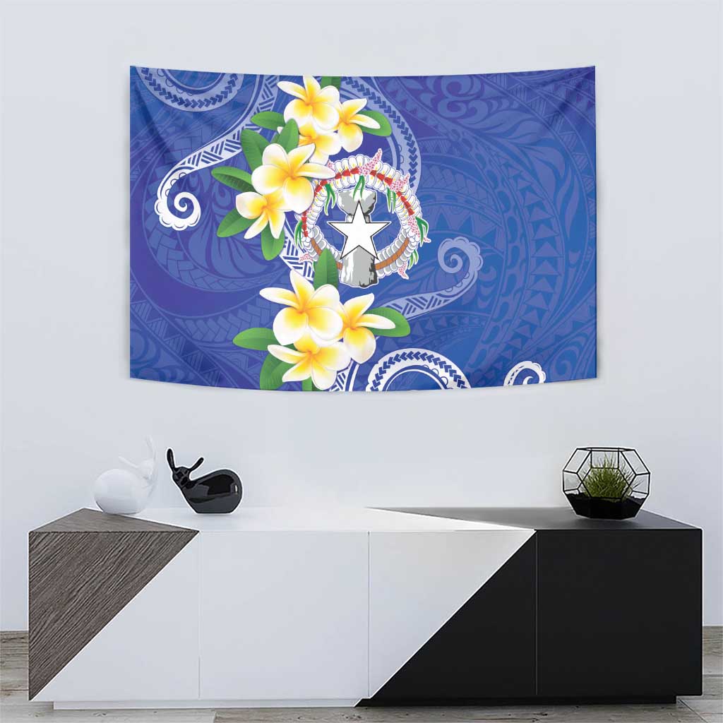 Northern Mariana Islands Chamorro Tapestry Plumeria Curves Style Navy Version LT05 - Polynesian Pride