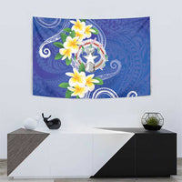 Northern Mariana Islands Chamorro Tapestry Plumeria Curves Style Navy Version LT05 - Polynesian Pride