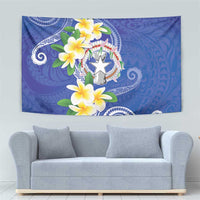 Northern Mariana Islands Chamorro Tapestry Plumeria Curves Style Navy Version LT05 - Polynesian Pride