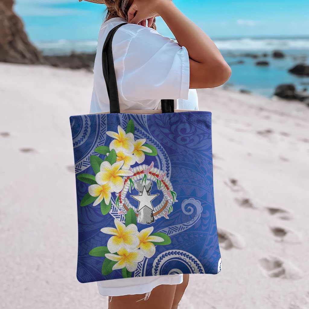 Northern Mariana Islands Chamorro Tote Bag Plumeria Curves Style Navy Version LT05 - Polynesian Pride