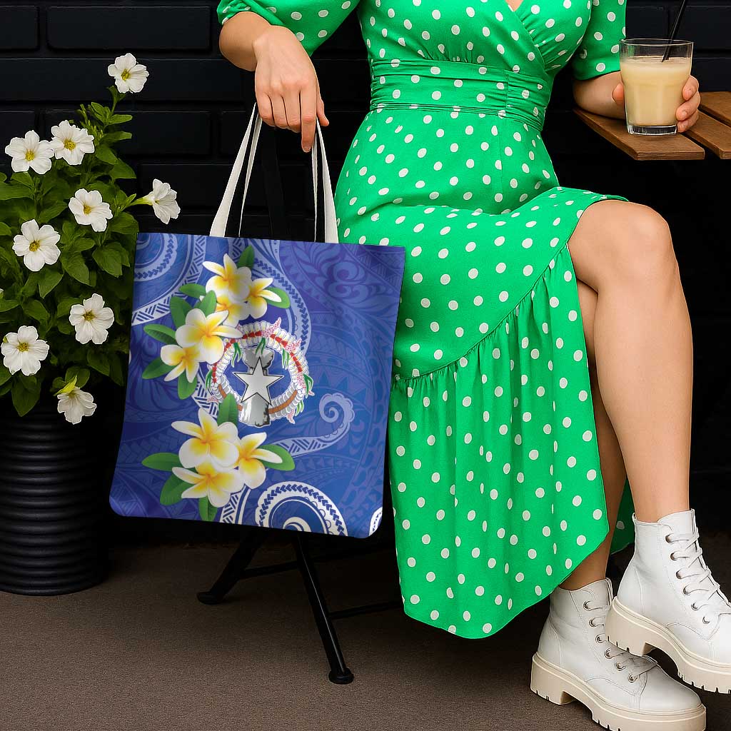 Northern Mariana Islands Chamorro Tote Bag Plumeria Curves Style Navy Version LT05 - Polynesian Pride