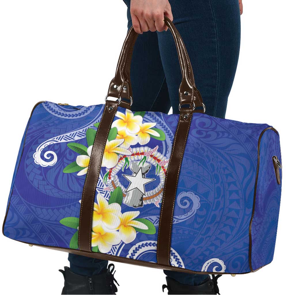 Northern Mariana Islands Chamorro Travel Bag Plumeria Curves Style Navy Version LT05 - Polynesian Pride