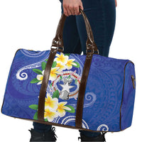 Northern Mariana Islands Chamorro Travel Bag Plumeria Curves Style Navy Version LT05 - Polynesian Pride