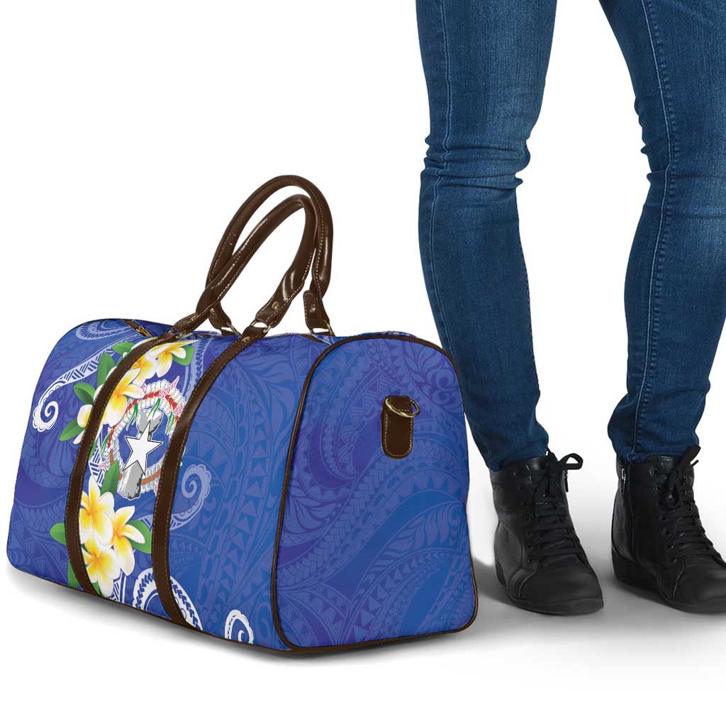 Northern Mariana Islands Chamorro Travel Bag Plumeria Curves Style Navy Version LT05 - Polynesian Pride
