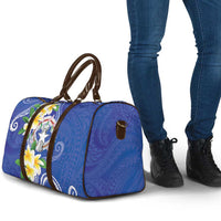 Northern Mariana Islands Chamorro Travel Bag Plumeria Curves Style Navy Version LT05 - Polynesian Pride