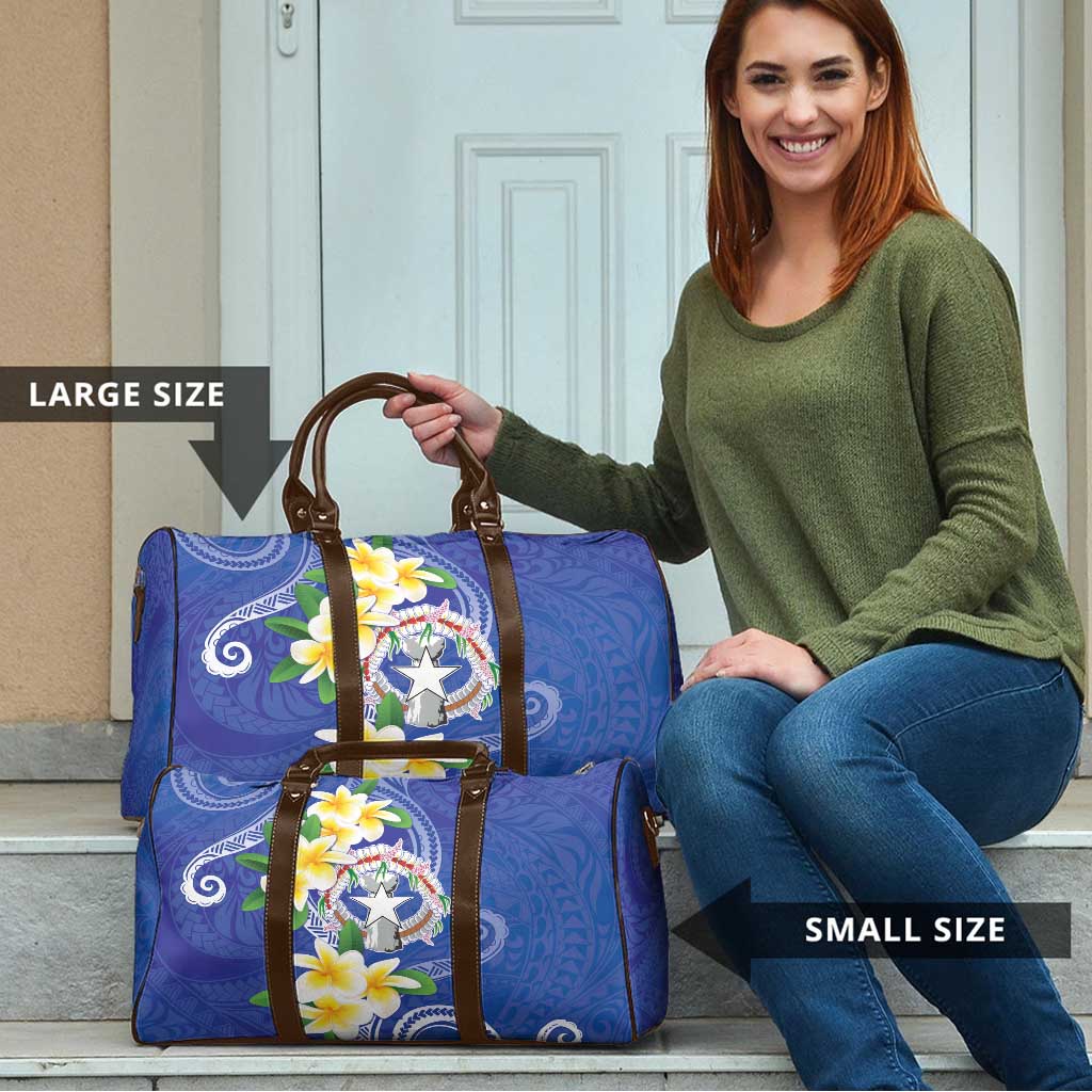 Northern Mariana Islands Chamorro Travel Bag Plumeria Curves Style Navy Version LT05 - Polynesian Pride