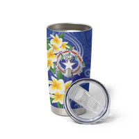 Northern Mariana Islands Chamorro Tumbler Cup Plumeria Curves Style Navy Version LT05 - Polynesian Pride