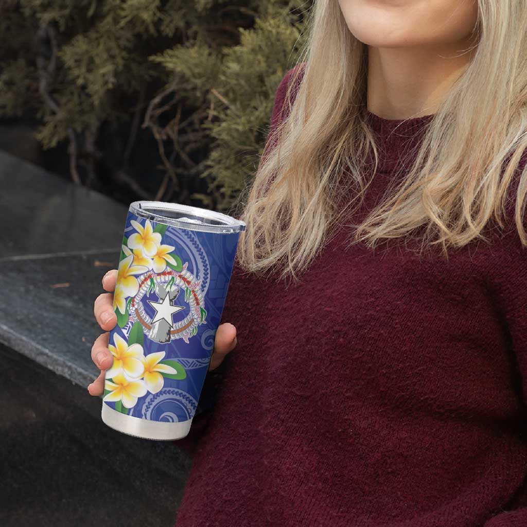 Northern Mariana Islands Chamorro Tumbler Cup Plumeria Curves Style Navy Version LT05 - Polynesian Pride