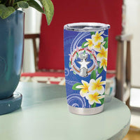 Northern Mariana Islands Chamorro Tumbler Cup Plumeria Curves Style Navy Version LT05 - Polynesian Pride