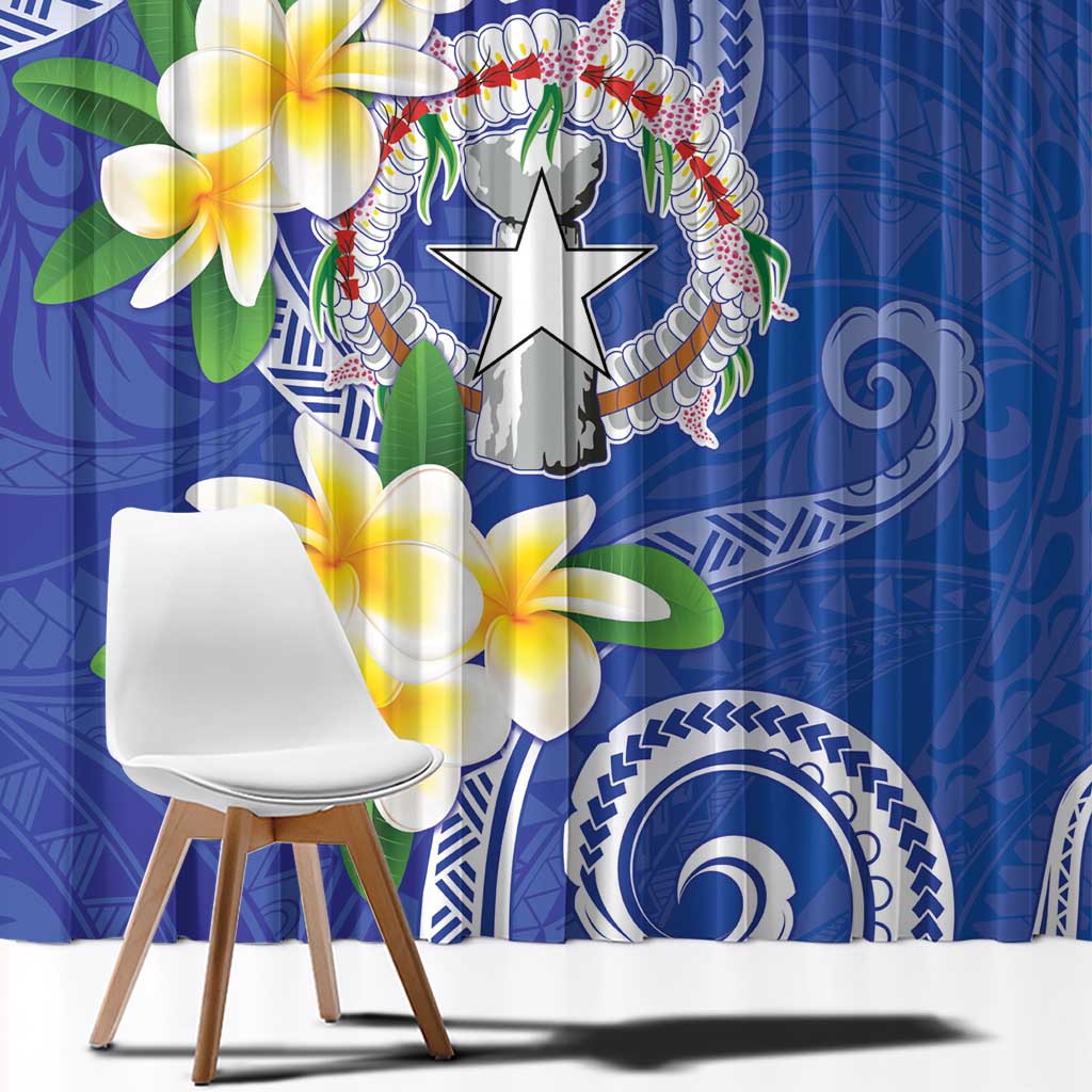 Northern Mariana Islands Chamorro Window Curtain Plumeria Curves Style Navy Version LT05 - Polynesian Pride