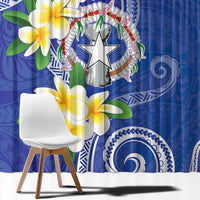 Northern Mariana Islands Chamorro Window Curtain Plumeria Curves Style Navy Version LT05 - Polynesian Pride