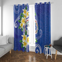 Northern Mariana Islands Chamorro Window Curtain Plumeria Curves Style Navy Version LT05 With Grommets Navy - Polynesian Pride