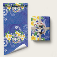 Northern Mariana Islands Chamorro Wrapping Paper Plumeria Curves Style Navy Version LT05 58" × 23" Navy - Polynesian Pride