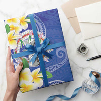 Northern Mariana Islands Chamorro Wrapping Paper Plumeria Curves Style Navy Version LT05 - Polynesian Pride