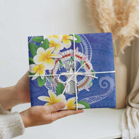 Northern Mariana Islands Chamorro Wrapping Paper Plumeria Curves Style Navy Version LT05 - Polynesian Pride