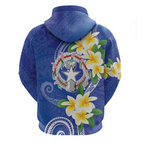 Northern Mariana Islands Chamorro Zip Hoodie Plumeria Curves Style Navy Version LT05 - Polynesian Pride
