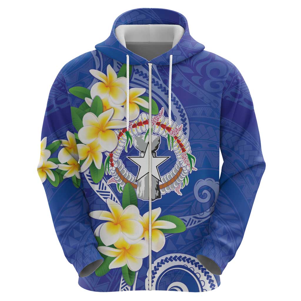 Northern Mariana Islands Chamorro Zip Hoodie Plumeria Curves Style Navy Version LT05 - Polynesian Pride