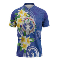 Northern Mariana Islands Chamorro Zipper Polo Shirt Plumeria Curves Style Navy Version LT05 Navy - Polynesian Pride