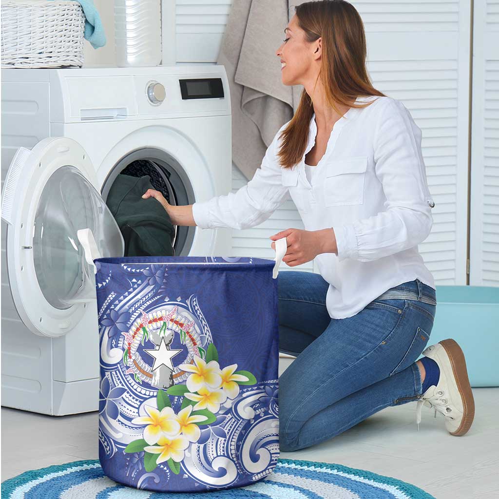 Northern Mariana Islands Laundry Basket Polynesian Pattern With Frangipani LT05 - Polynesian Pride