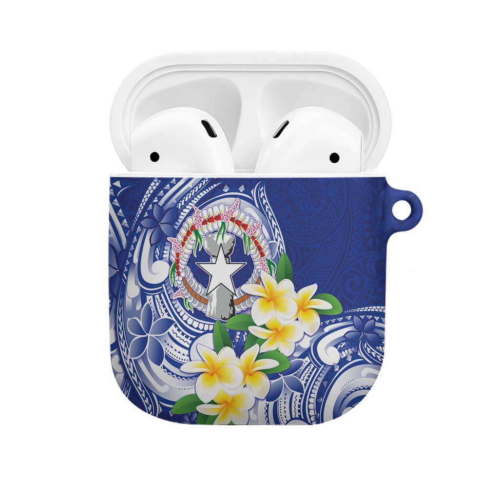 Northern Mariana Islands AirPods Case Polynesian Pattern With Frangipani LT05 Navy - Polynesian Pride