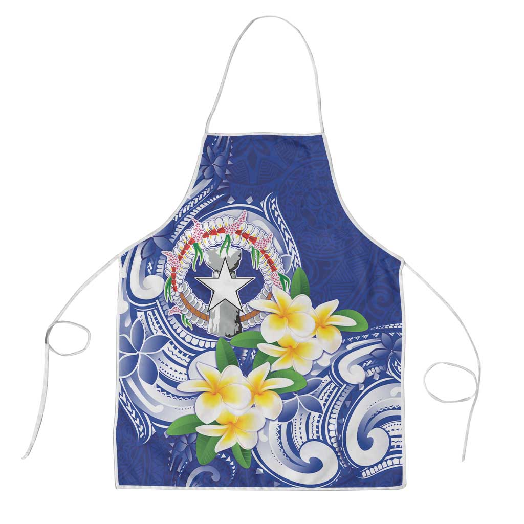 Northern Mariana Islands Apron Polynesian Pattern With Frangipani LT05 Navy - Polynesian Pride