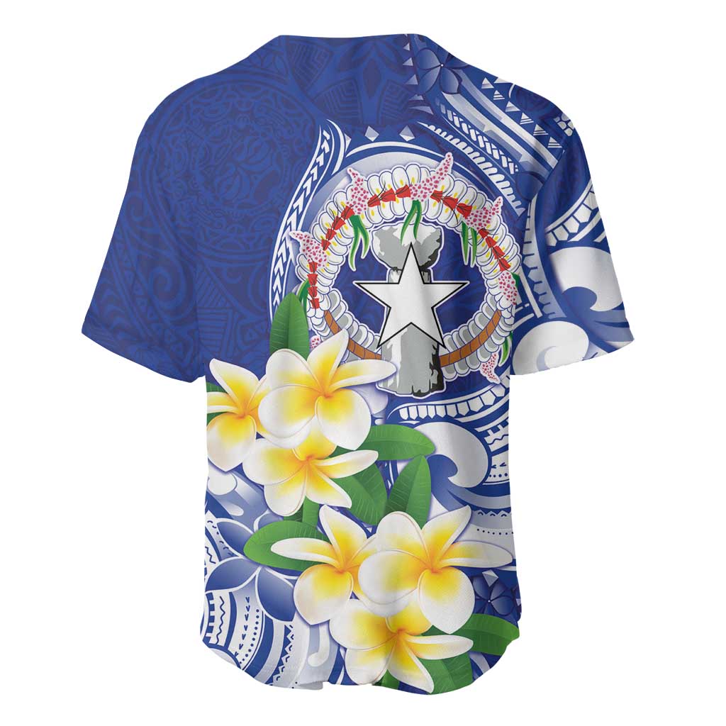 Northern Mariana Islands Baseball Jersey Polynesian Pattern With Frangipani LT05 - Polynesian Pride