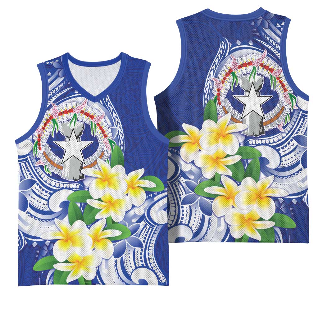 Northern Mariana Islands Basketball Jersey Polynesian Pattern With Frangipani LT05 - Polynesian Pride