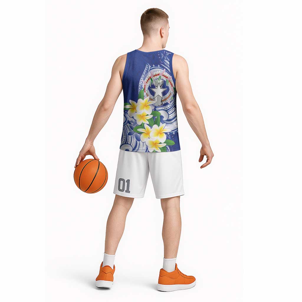 Northern Mariana Islands Basketball Jersey Polynesian Pattern With Frangipani LT05 - Polynesian Pride