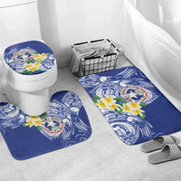 Northern Mariana Islands Bathroom Set Polynesian Pattern With Frangipani LT05 Mat Set Only (3 pcs) One Size Navy - Polynesian Pride