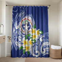Northern Mariana Islands Bathroom Set Polynesian Pattern With Frangipani LT05 Shower Curtain Only Navy - Polynesian Pride