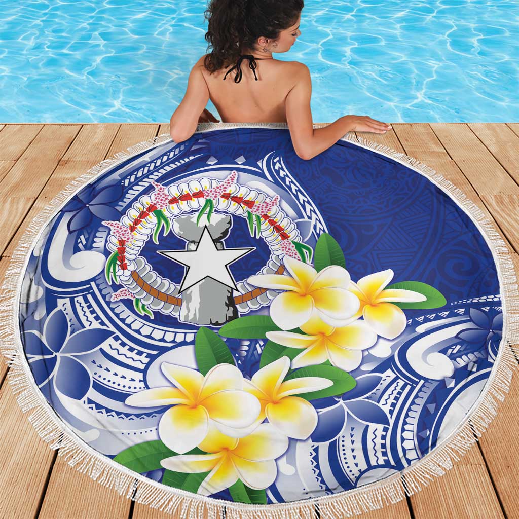 Northern Mariana Islands Beach Blanket Polynesian Pattern With Frangipani LT05 - Polynesian Pride