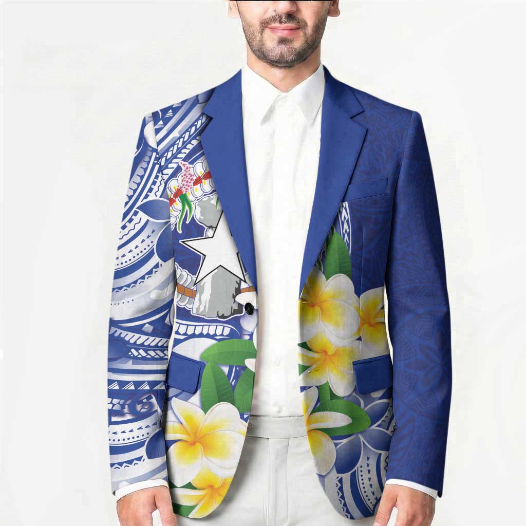 Northern Mariana Islands Blazer Polynesian Pattern With Frangipani LT05 - Polynesian Pride