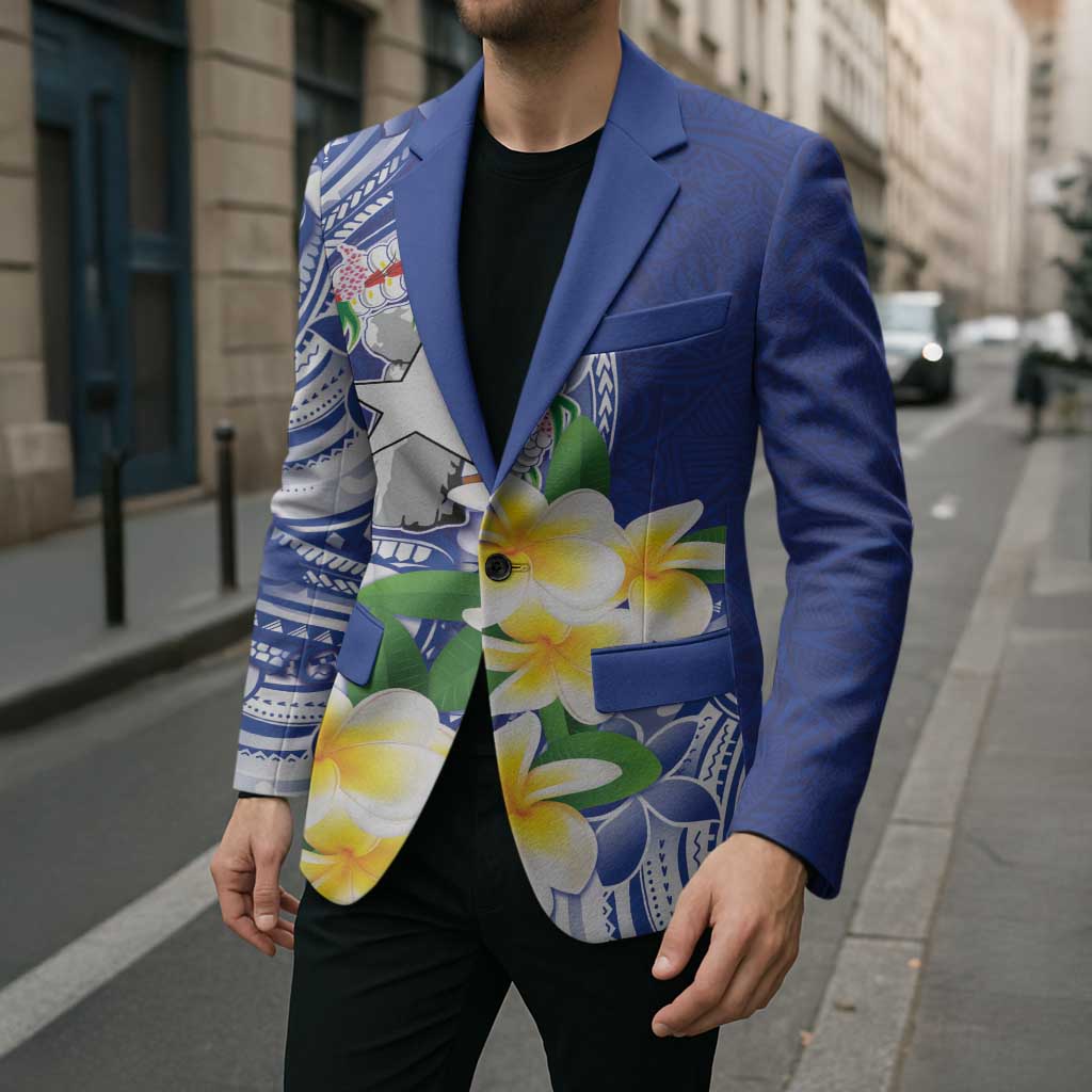 Northern Mariana Islands Blazer Polynesian Pattern With Frangipani LT05 - Polynesian Pride