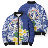 Northern Mariana Islands Bomber Puffer Jacket Polynesian Pattern With Frangipani