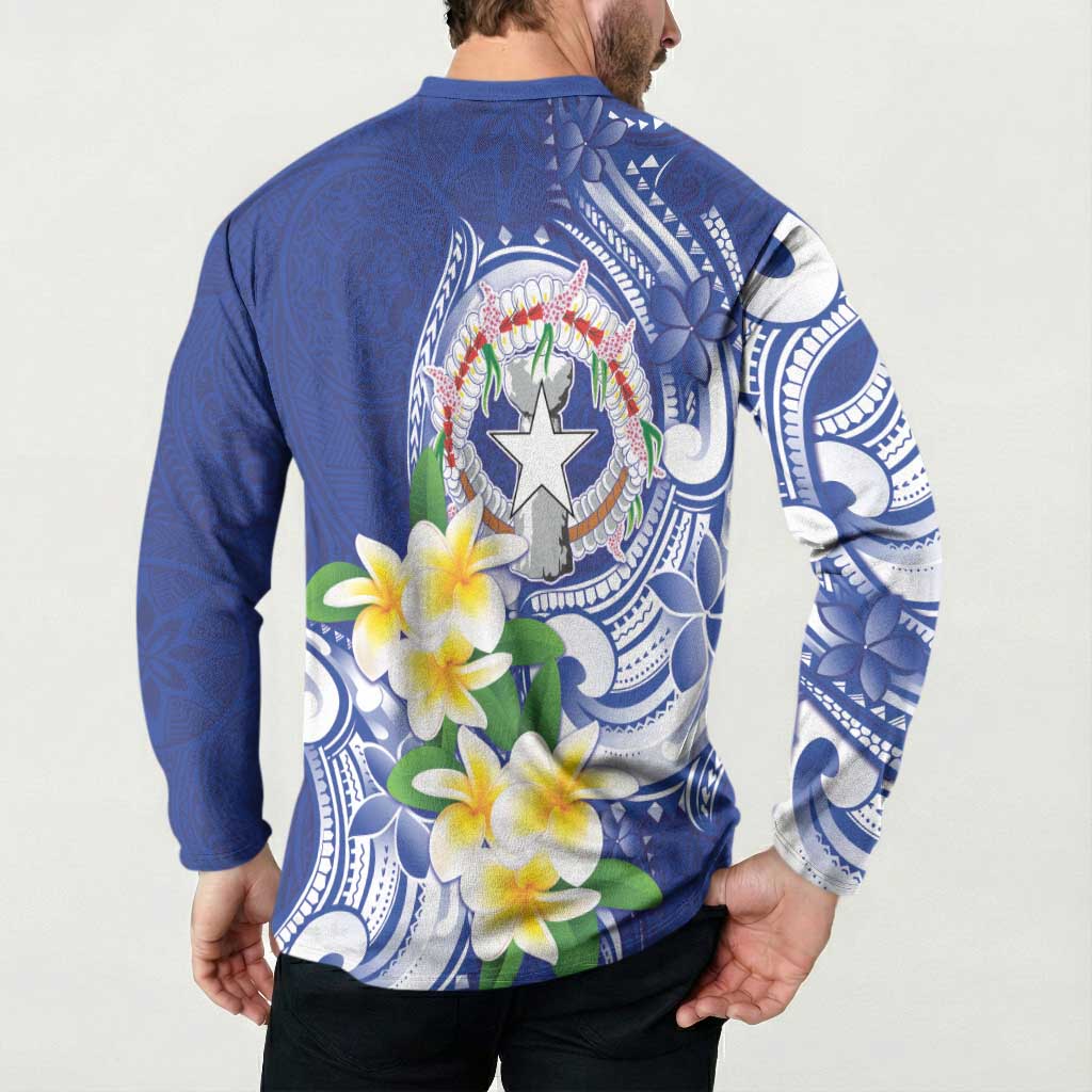 Northern Mariana Islands Button Sweatshirt Polynesian Pattern With Frangipani LT05 - Polynesian Pride